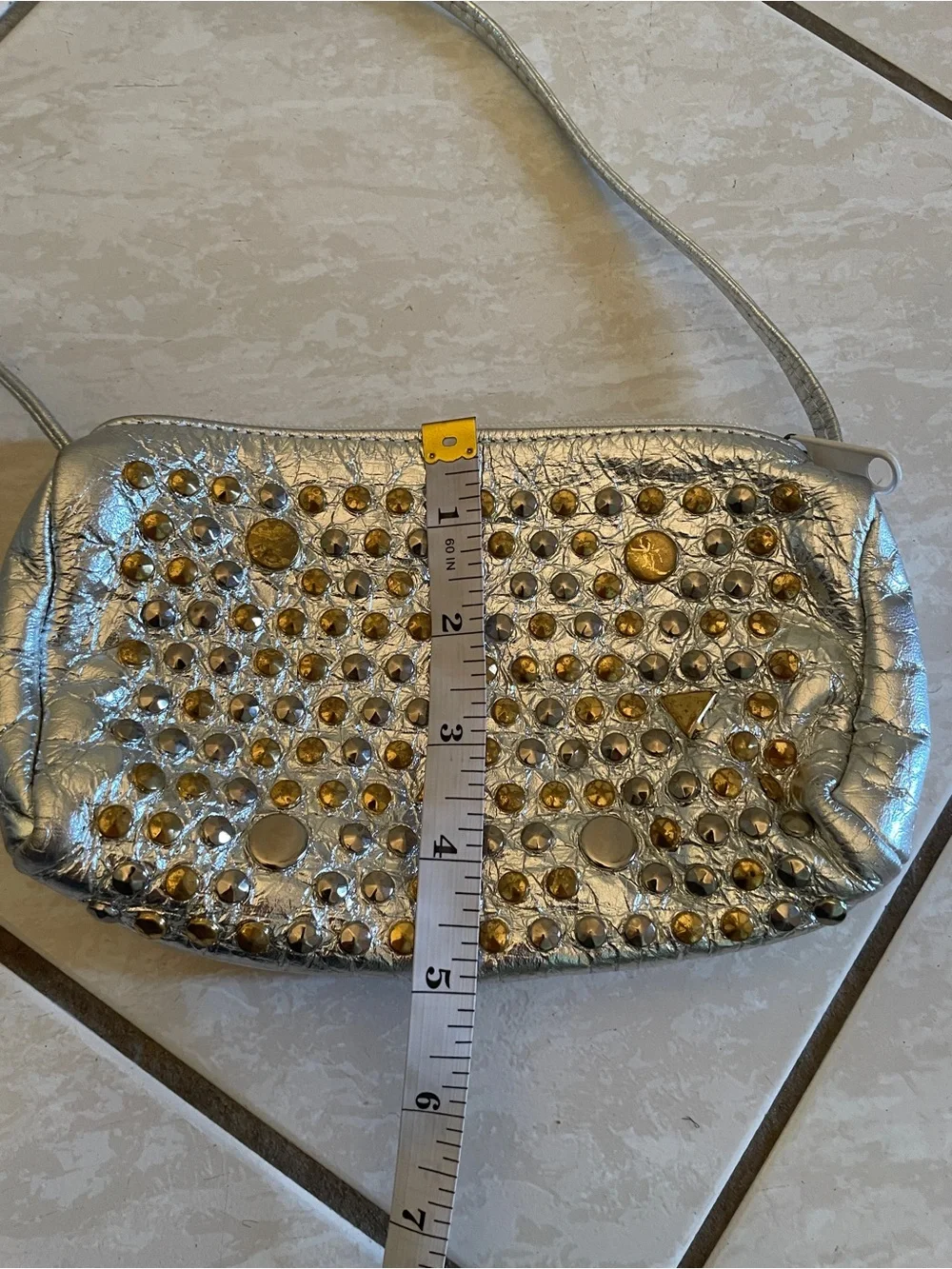 Silver Studded Crossbody Bag - Women